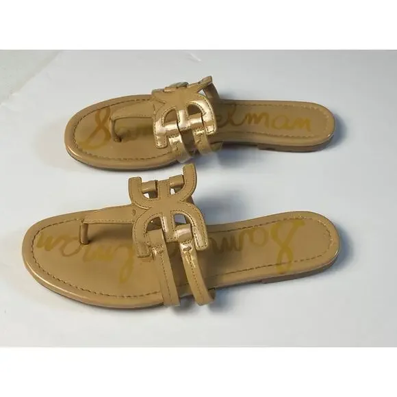 Sam Edelman Cara Nude Patent Leather Thong Sandals Women's Size 8 - Picture 5 of 8